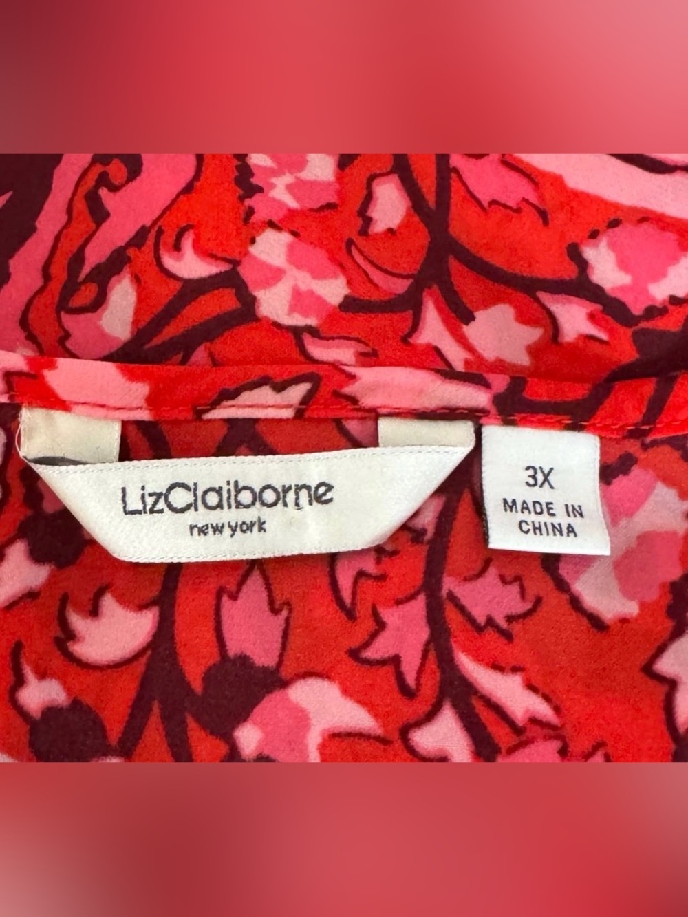 Liz Claiborne Red Paisley Scoop Neck Tunic - Picture 6 of 7